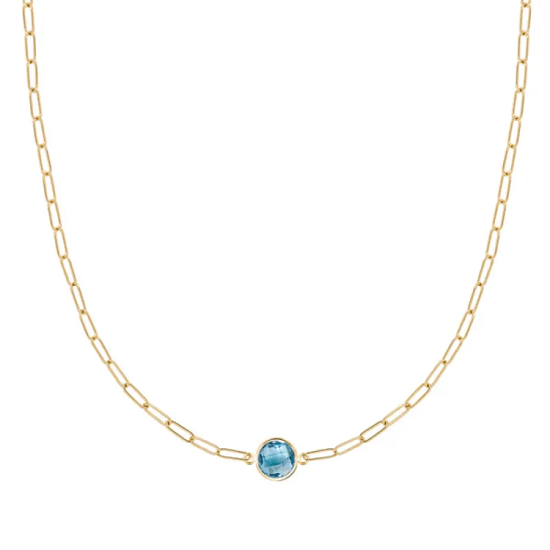 Personalized Grand 1 Birthstone Adelaide Mini Necklace in 14k Gold sold by Haverhill