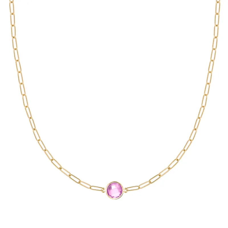 Personalized Grand 1 Birthstone Adelaide Mini Necklace in 14k Gold sold by Haverhill