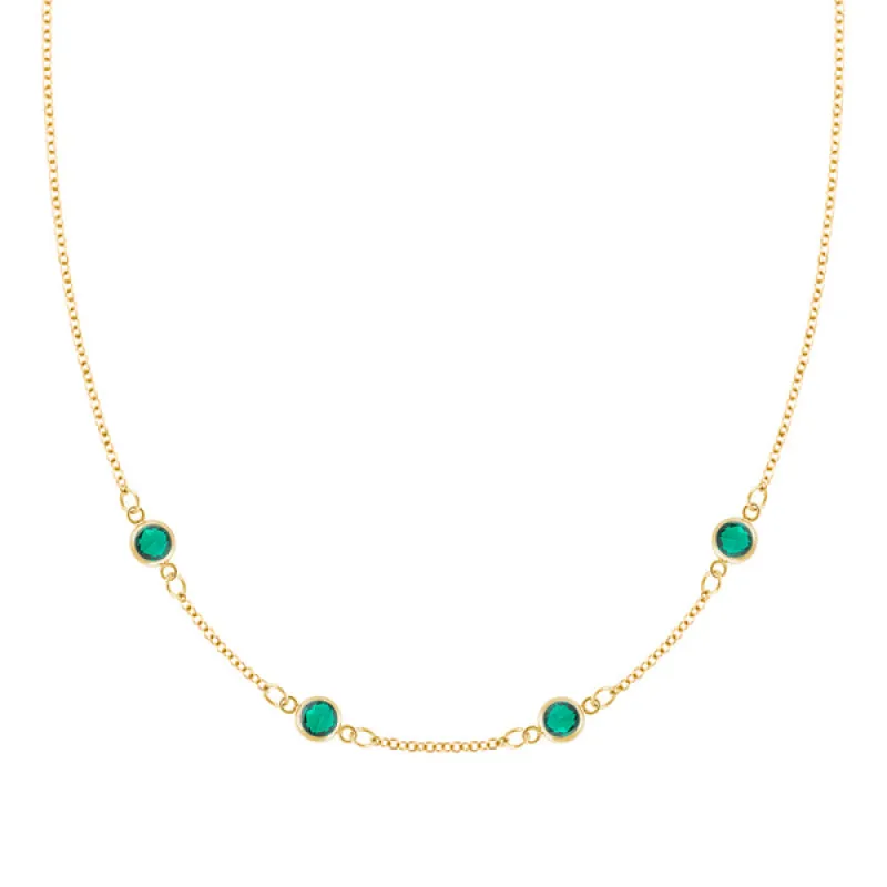 Personalized Classic 4 Birthstone Necklace in 14k Gold sold by Haverhill