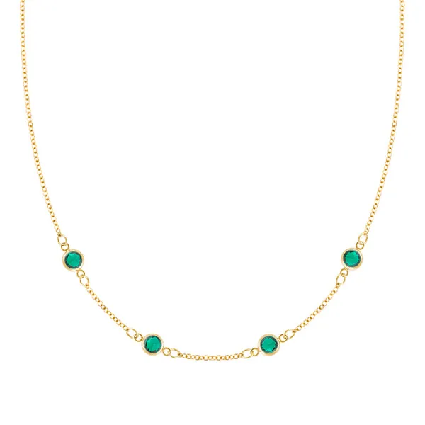 Personalized Classic 4 Birthstone Necklace in 14k Gold sold by Haverhill