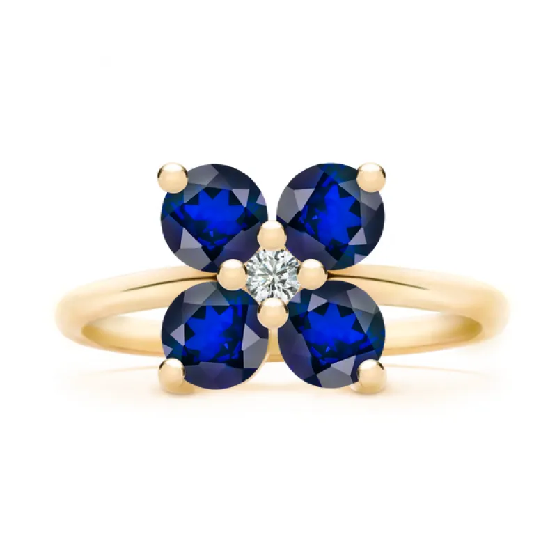 Personalized Greenwich 4 Birthstone & Diamond Ring in 14k Gold sold by Haverhill