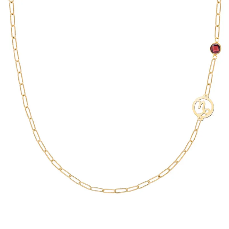 Personalized Capricorn & Birthstone Necklace on Adelaide Mini in 14k Gold sold by Haverhill