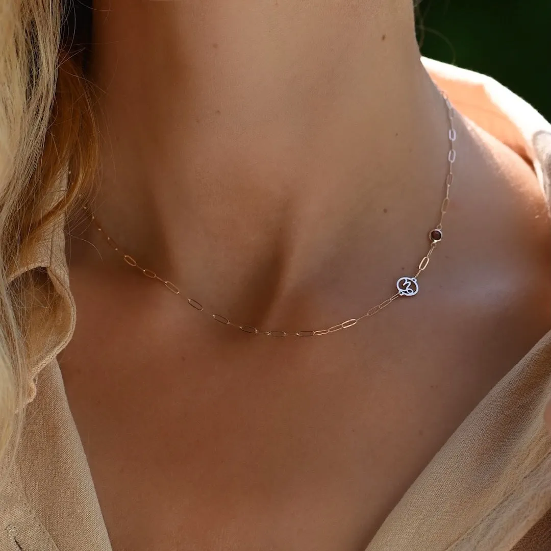 Personalized Capricorn & Birthstone Necklace on Adelaide Mini in 14k Gold sold by Haverhill product image thumbnail 2