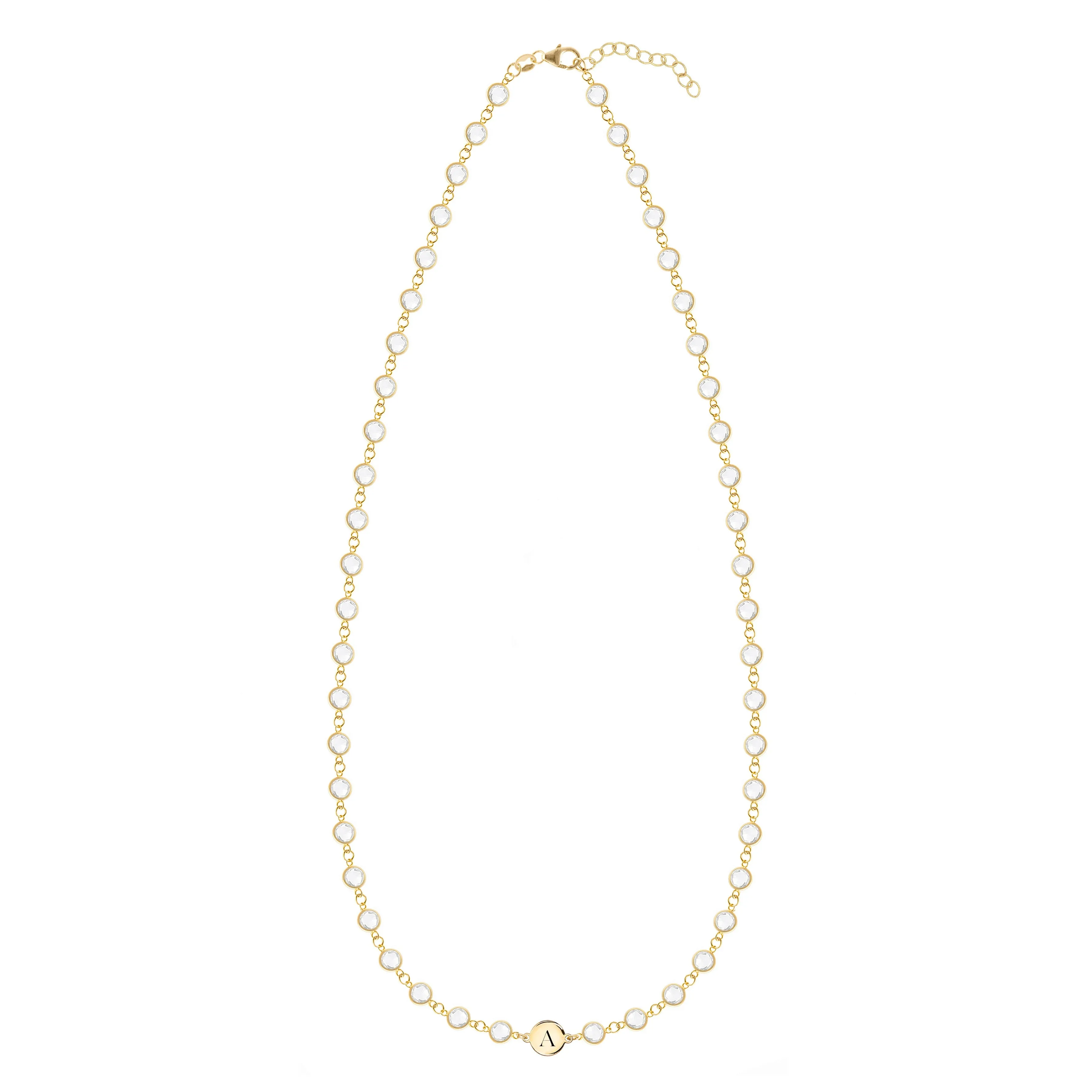 Personalized Newport 1 Letter Birthstone Necklace in 14k Gold sold by Haverhill product image thumbnail 4