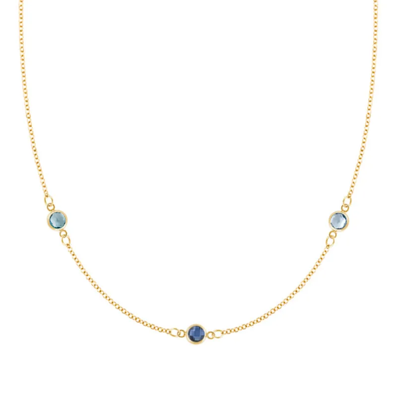 Personalized Classic 3 Birthstone Necklace in 14k Gold sold by Haverhill