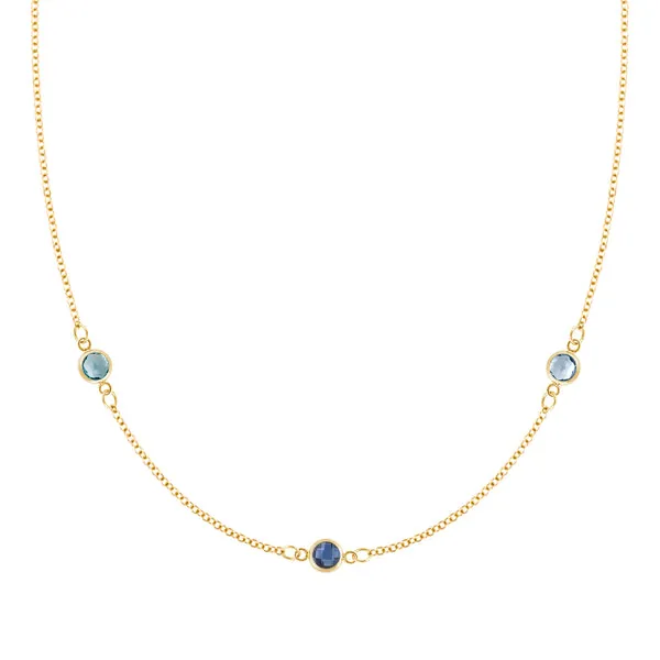 Personalized Classic 3 Birthstone Necklace in 14k Gold sold by Haverhill