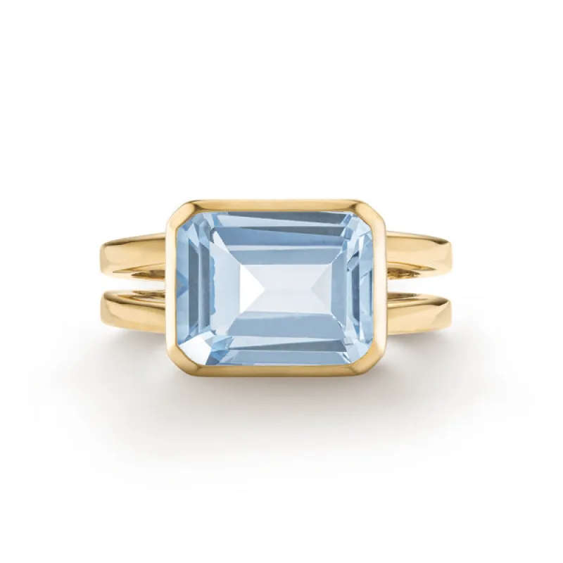 Personalized Warren Horizontal Birthstone Ring in 14k Gold sold by Haverhill