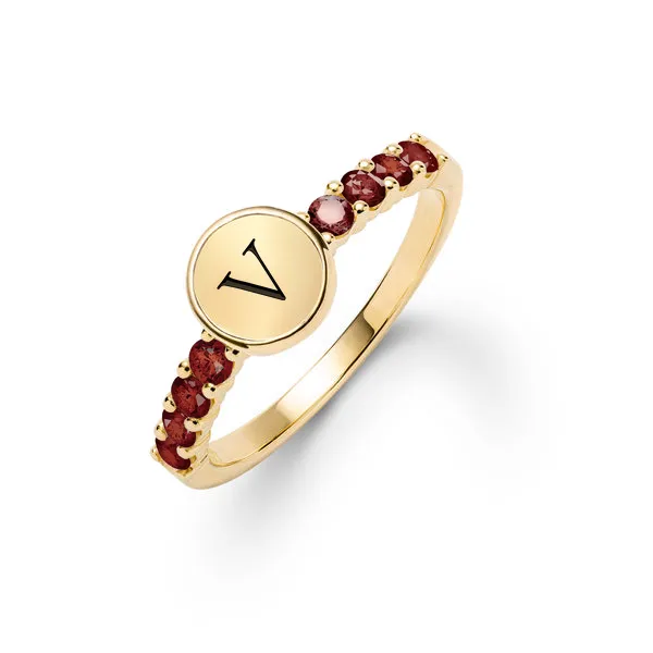 Personalized Rosecliff Letter Ring in 14k Gold sold by Haverhill