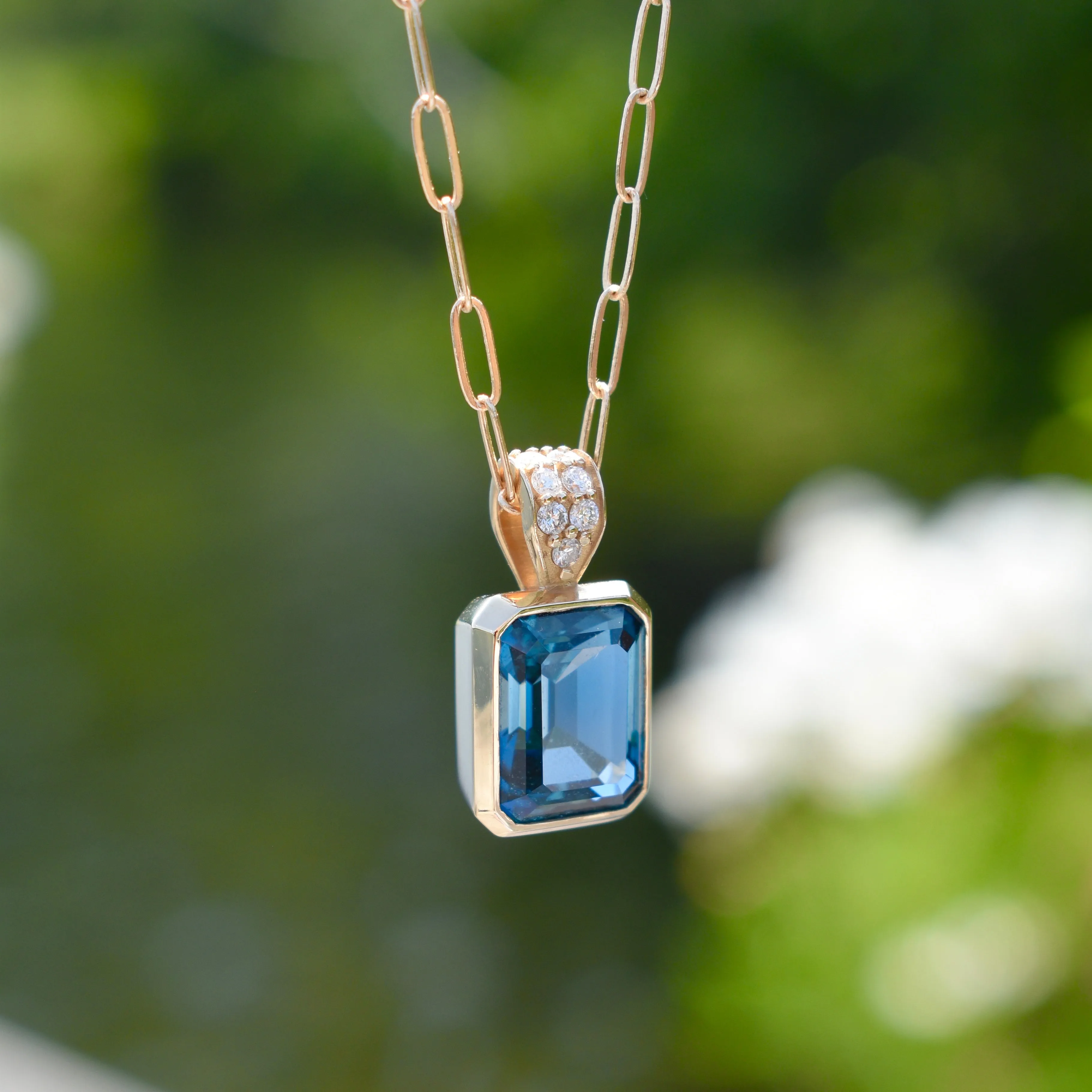 Personalized Warren Birthstone Pendant with Diamond Bale in 14k Gold sold by Haverhill product image thumbnail 3