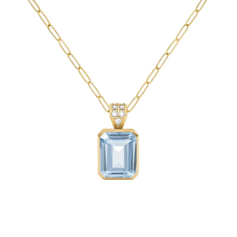 Personalized Warren Birthstone Pendant with Diamond Bale in 14k Gold sold by Haverhill