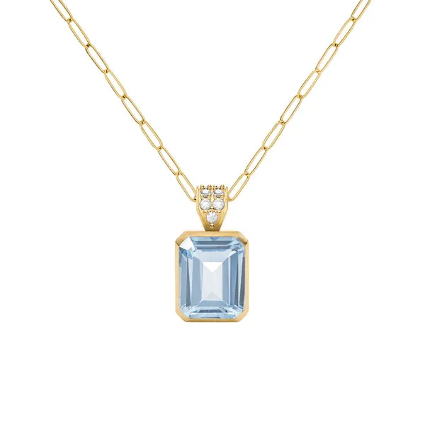 Personalized Warren Birthstone Pendant with Diamond Bale in 14k Gold sold by Haverhill