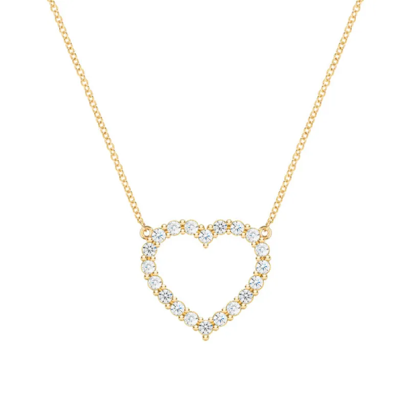 Personalized Rosecliff Heart Birthstone Necklace in 14k Gold sold by Haverhill