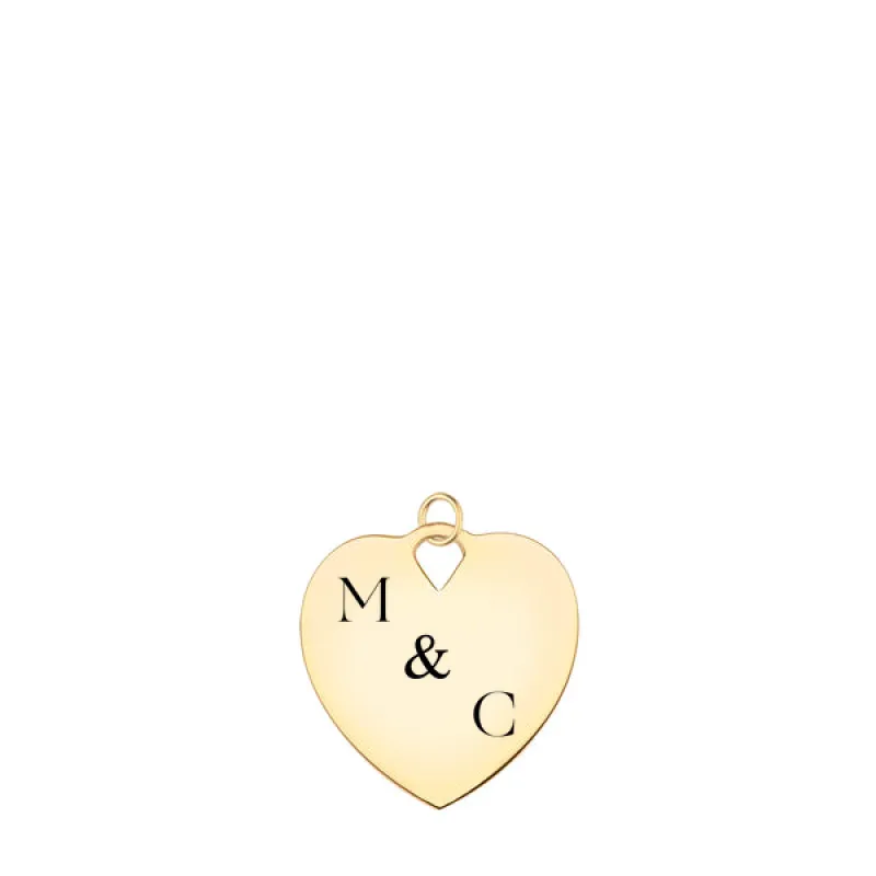 Engravable Large Flat Heart Pendant in 14k Gold sold by Haverhill