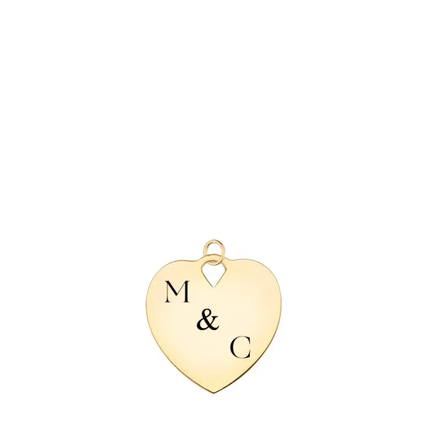 Engravable Large Flat Heart Pendant in 14k Gold sold by Haverhill