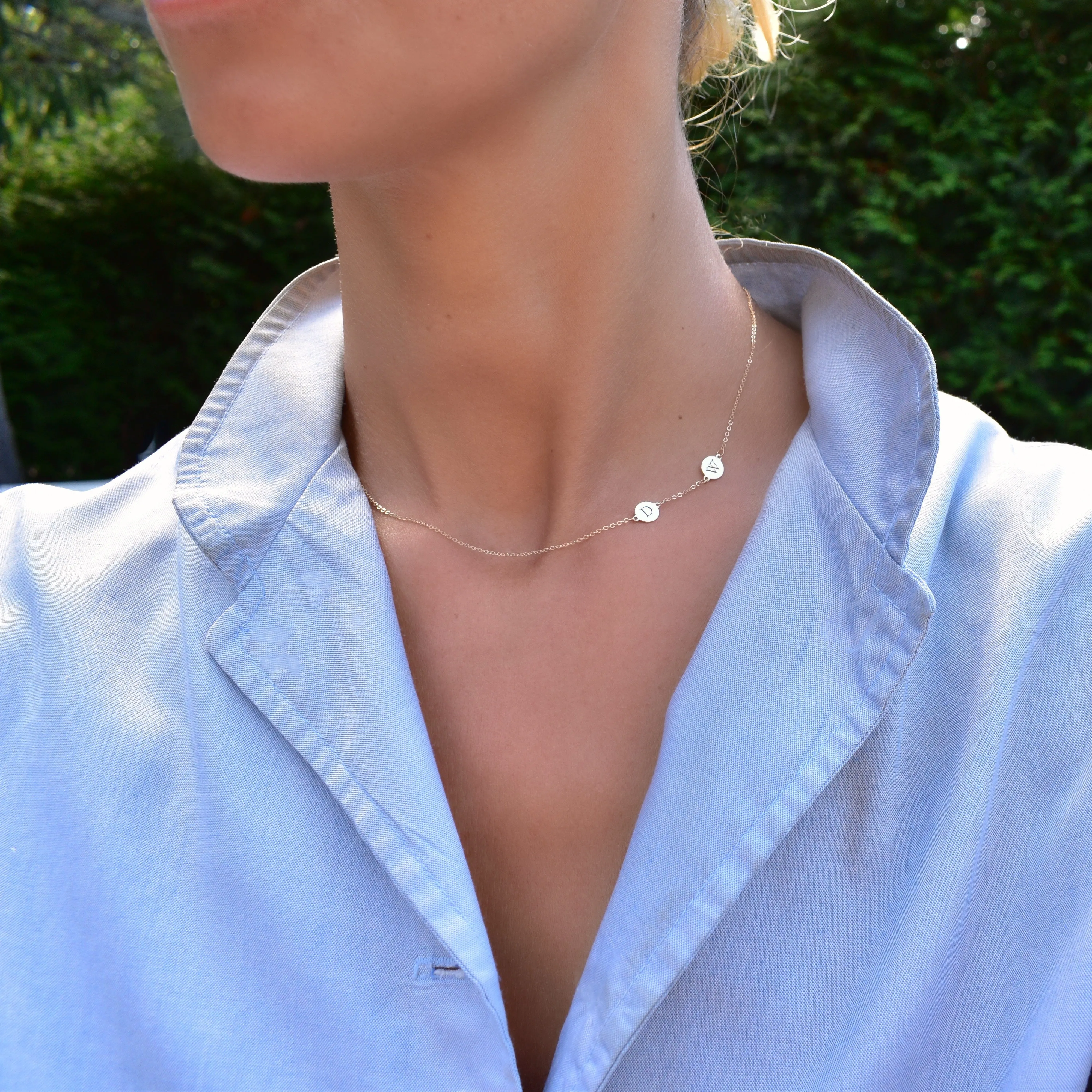 Personalized 2 Letter Necklace in 14k Gold (Double Spacing) sold by Haverhill product image thumbnail 2