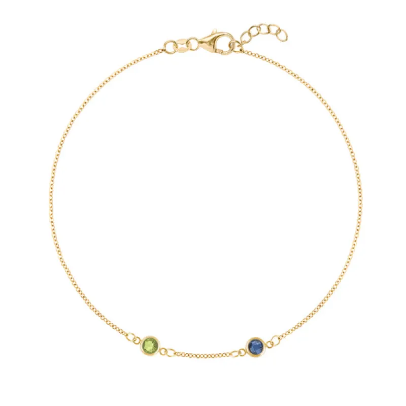 Personalized Classic 2 Birthstone Bracelet in 14k Gold sold by Haverhill