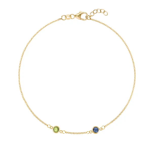 Personalized Classic 2 Birthstone Bracelet in 14k Gold sold by Haverhill