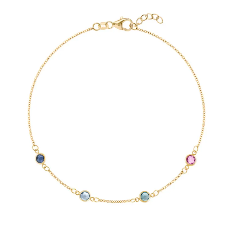 Personalized Classic 4 Birthstone Bracelet in 14k Gold sold by Haverhill