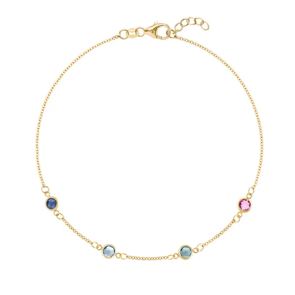 Personalized Classic 4 Birthstone Bracelet in 14k Gold sold by Haverhill