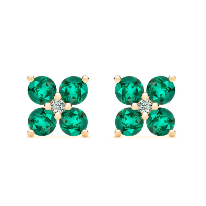 Personalized Greenwich 4 Birthstone & Diamond Earrings in 14k Gold sold by Haverhill