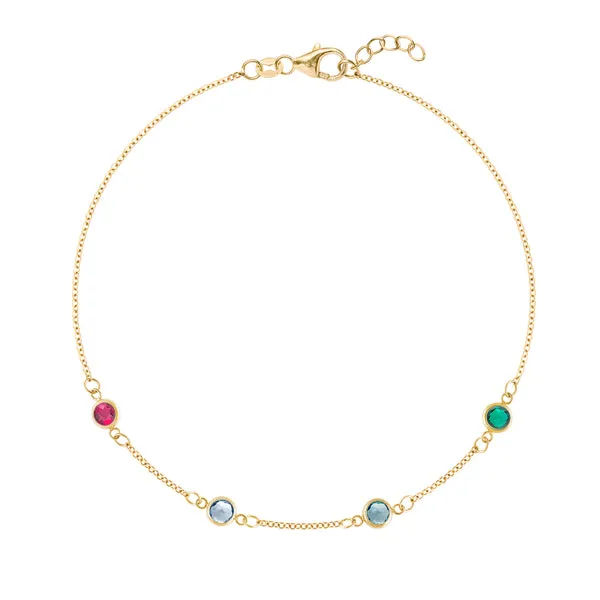 Personalized Classic 4 Birthstone Bracelet in 14k Gold sold by Haverhill