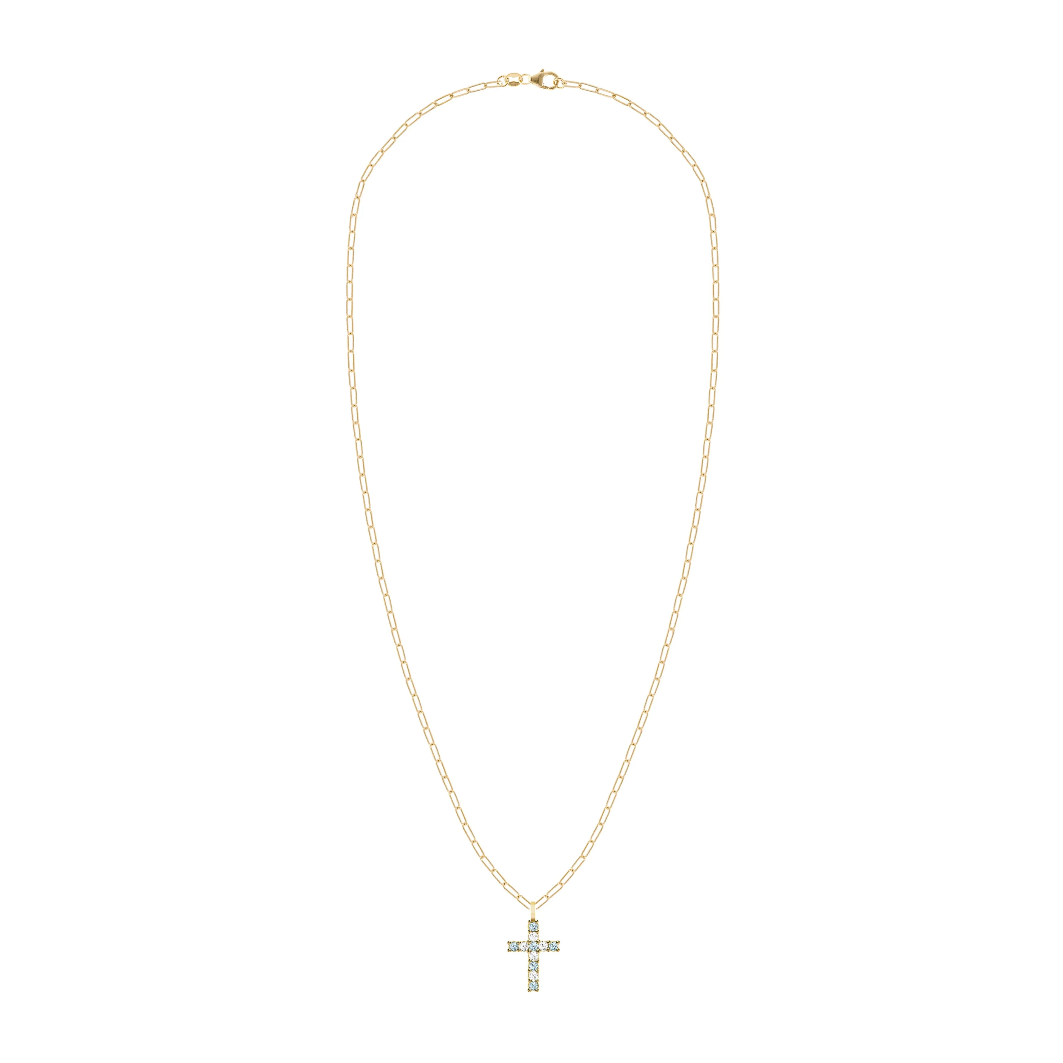 Rosecliff Cross Diamond & Nantucket Blue Topaz Pendant in 14k Gold (December) sold by Haverhill product image thumbnail 4