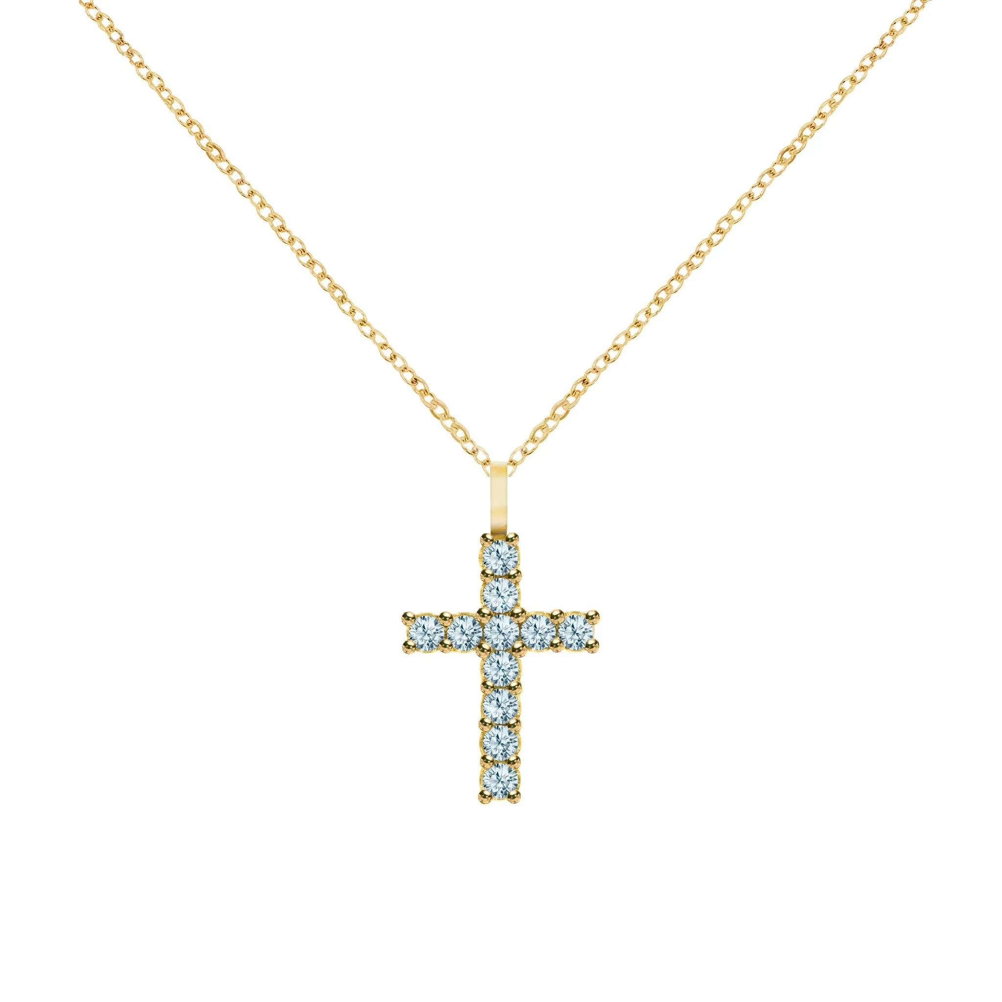 Rosecliff Cross Nantucket Blue Topaz Pendant in 14k Gold (December) sold by Haverhill product image thumbnail 5