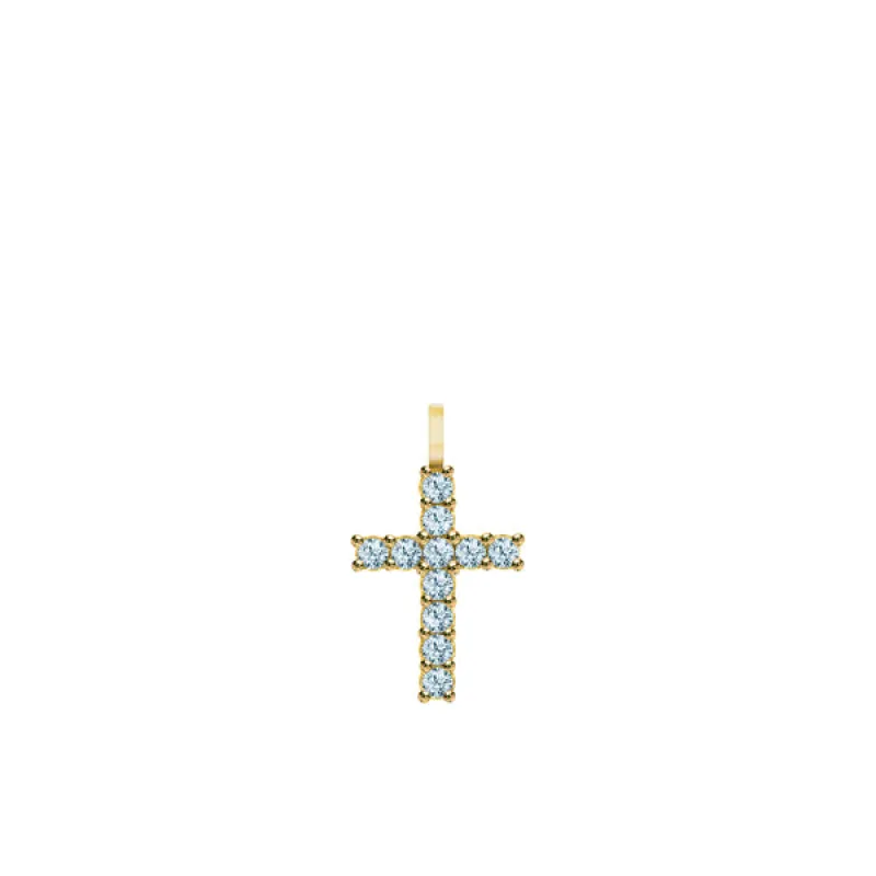 Rosecliff Cross Nantucket Blue Topaz Pendant in 14k Gold (December) sold by Haverhill