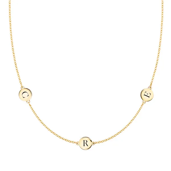Personalized 3 Letter Necklace in 14k Gold (Double Spacing) sold by Haverhill