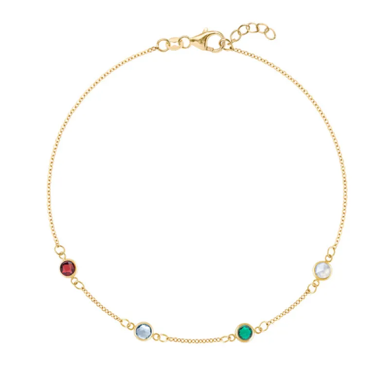 Personalized Classic 4 Birthstone Bracelet in 14k Gold sold by Haverhill