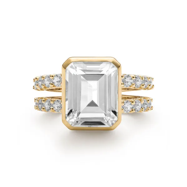 Personalized Warren Vertical Birthstone Ring with Accent Stones in 14k Gold sold by Haverhill