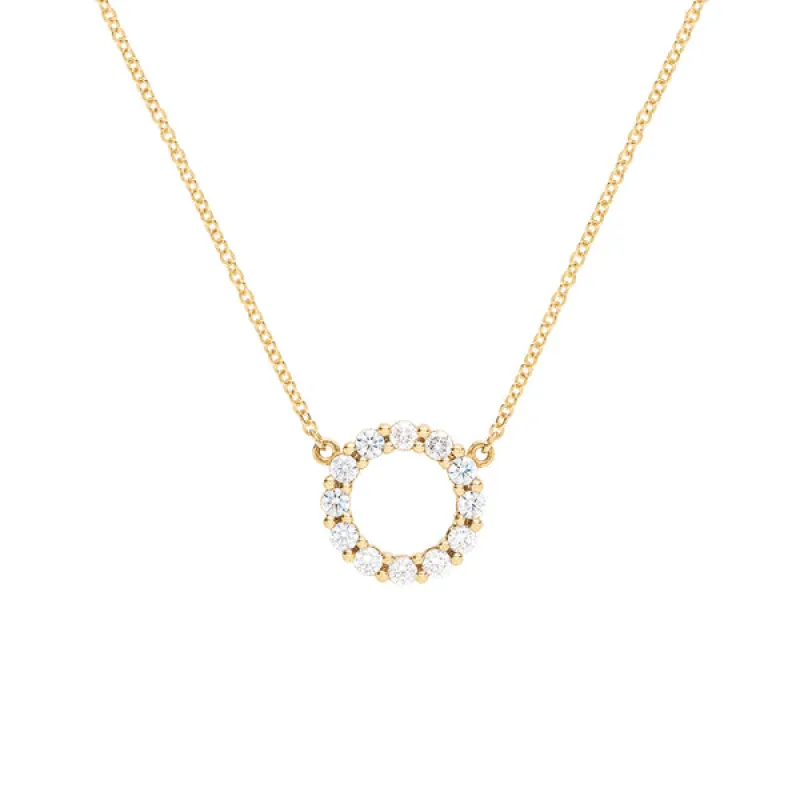 Personalized Rosecliff Small Circle Birthstone Necklace in 14k Gold sold by Haverhill