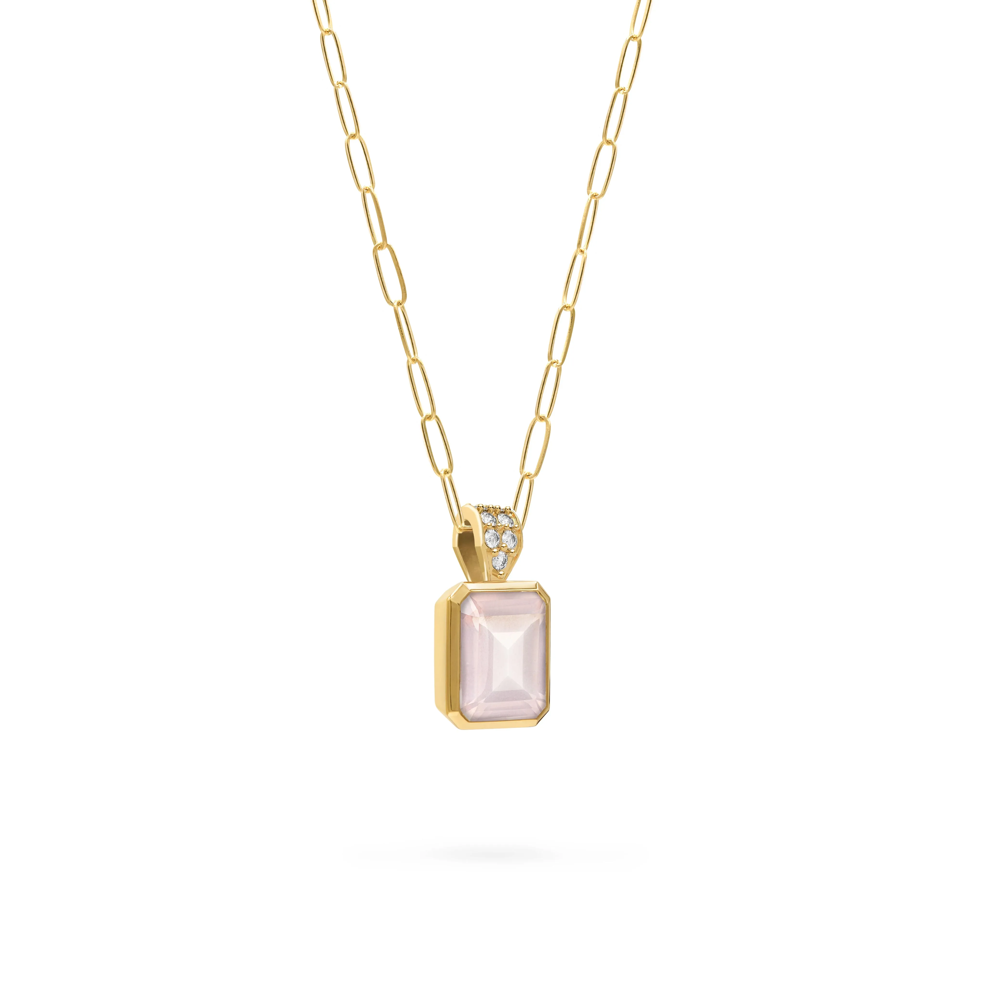 Warren Rose Quartz Pendant with Diamond Bale in 14k Gold (October) sold by Haverhill product image thumbnail 4