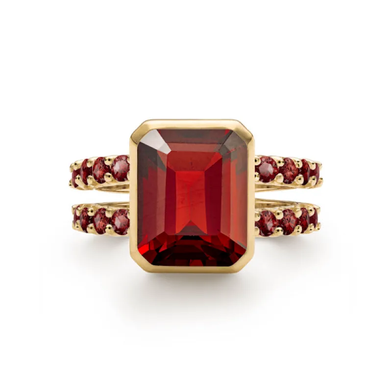 Personalized Warren Vertical Birthstone Ring with Accent Stones in 14k Gold sold by Haverhill