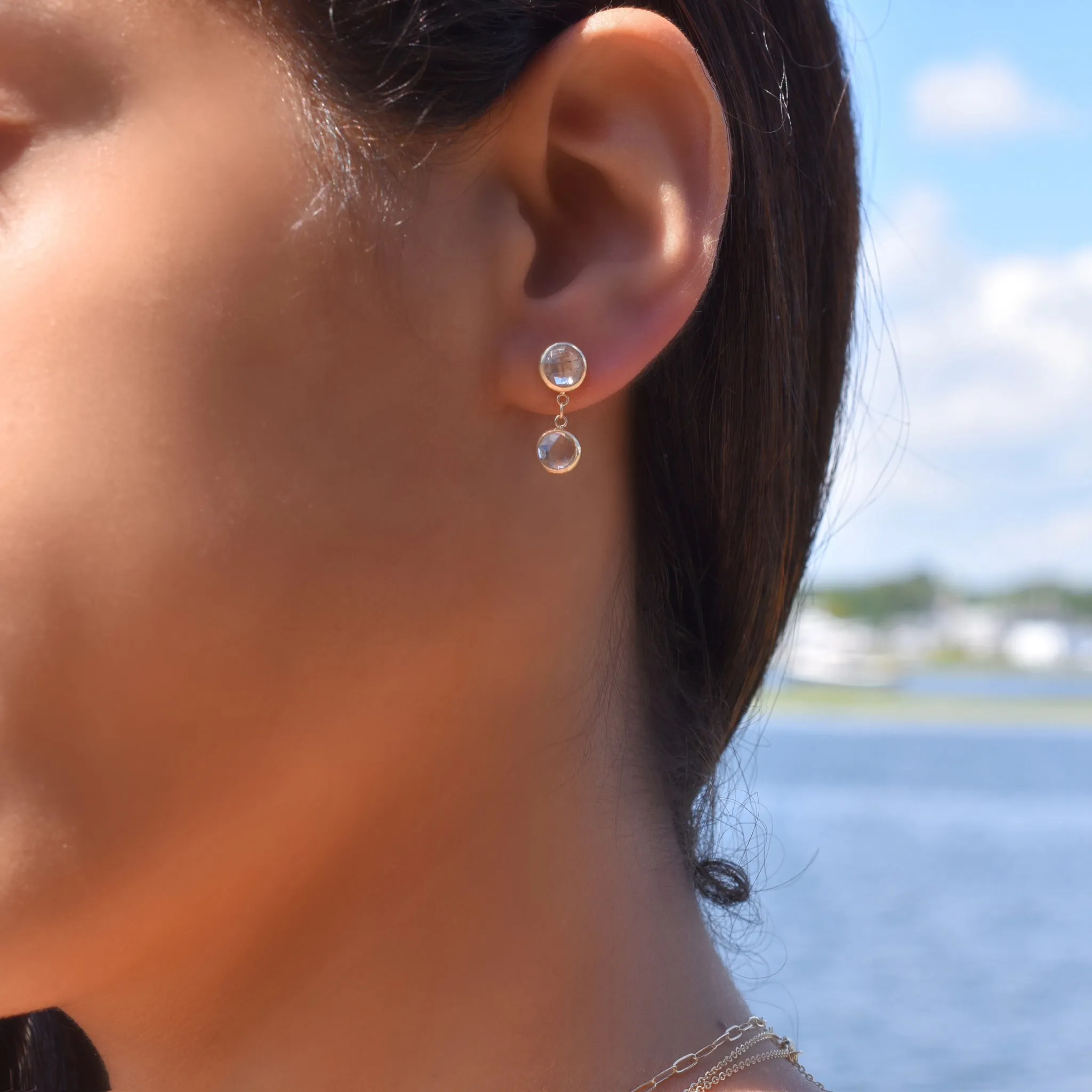 Personalized Grand 2 Birthstone Earrings in 14k Gold sold by Haverhill product image thumbnail 2