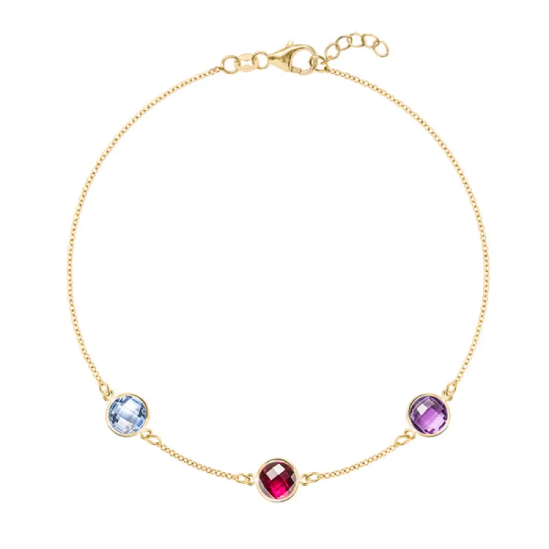 Personalized Grand 3 Birthstone Bracelet in 14k Gold sold by Haverhill