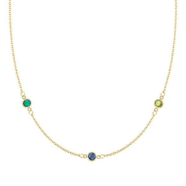 Personalized Classic 3 Birthstone Necklace in 14k Gold sold by Haverhill