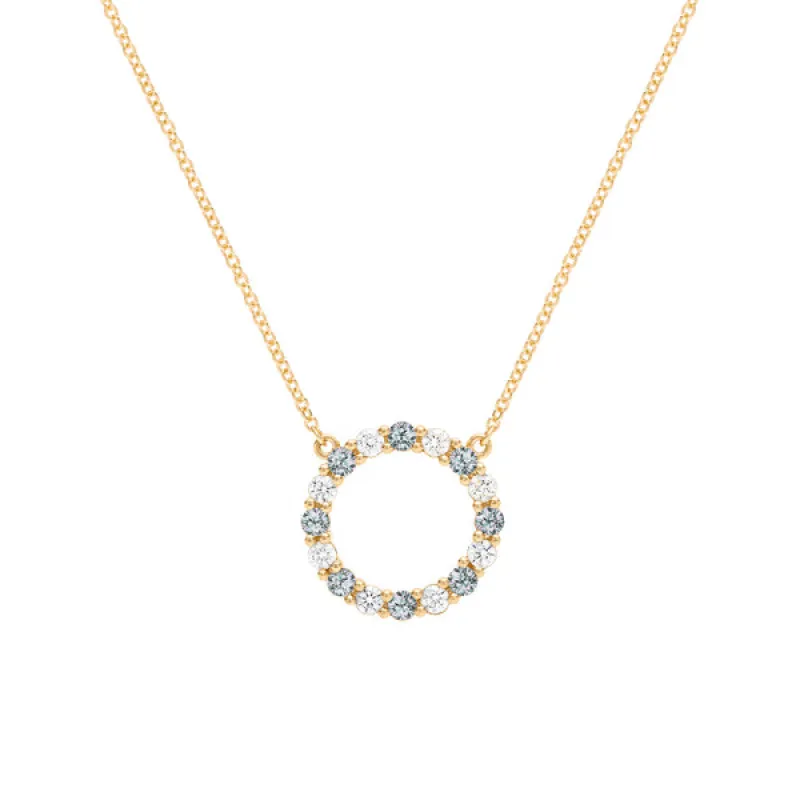 Personalized Rosecliff Circle Birthstone Necklace in 14k Gold sold by Haverhill