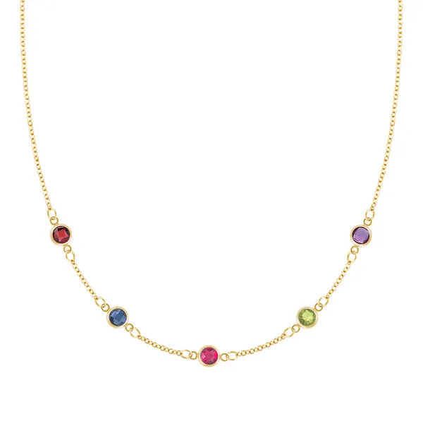 Personalized Classic 5 Birthstone Necklace in 14k Gold sold by Haverhill