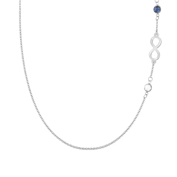 Personalized Classic Infinity & 2 Birthstone Necklace in 14k Gold sold by Haverhill