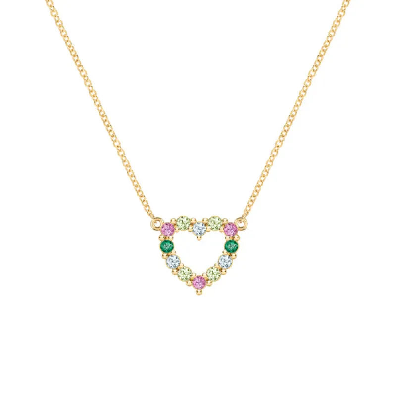 Personalized Rosecliff Small Heart Birthstone Necklace in 14k Gold sold by Haverhill