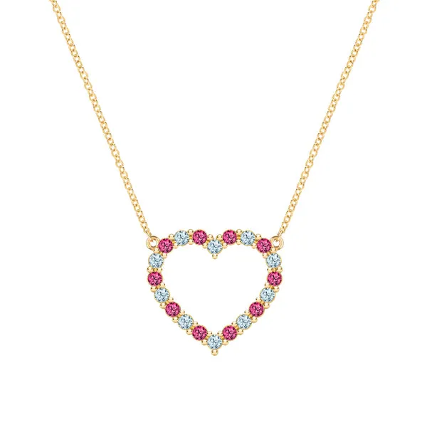 Personalized Rosecliff Heart Birthstone Necklace in 14k Gold sold by Haverhill