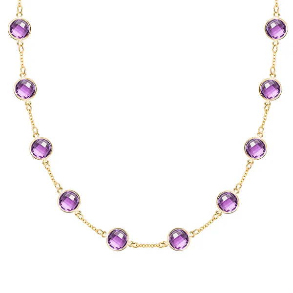 Personalized Grand 10 Birthstone Necklace in 14k Gold sold by Haverhill