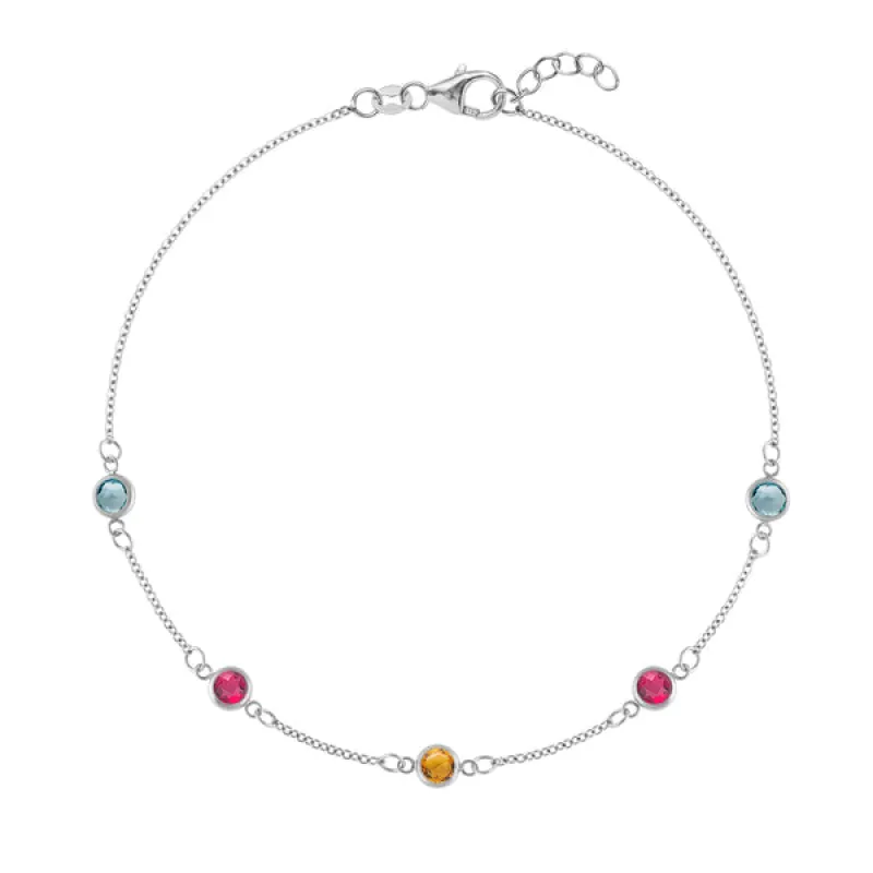 Personalized Classic 5 Birthstone Bracelet in 14k Gold sold by Haverhill