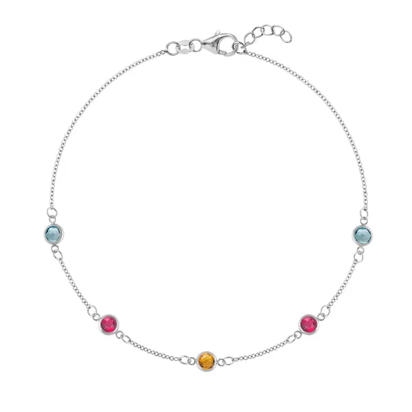 Personalized Classic 5 Birthstone Bracelet in 14k Gold sold by Haverhill