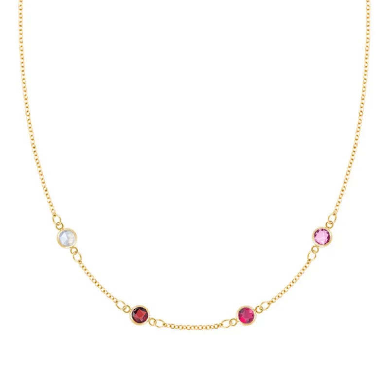 Personalized Classic 4 Birthstone Necklace in 14k Gold sold by Haverhill