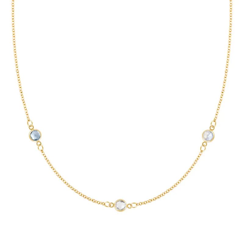 Personalized Classic 3 Birthstone Necklace in 14k Gold sold by Haverhill