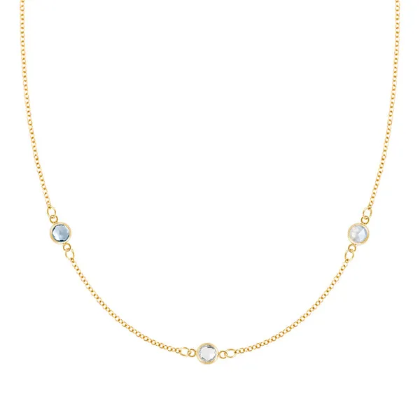 Personalized Classic 3 Birthstone Necklace in 14k Gold sold by Haverhill