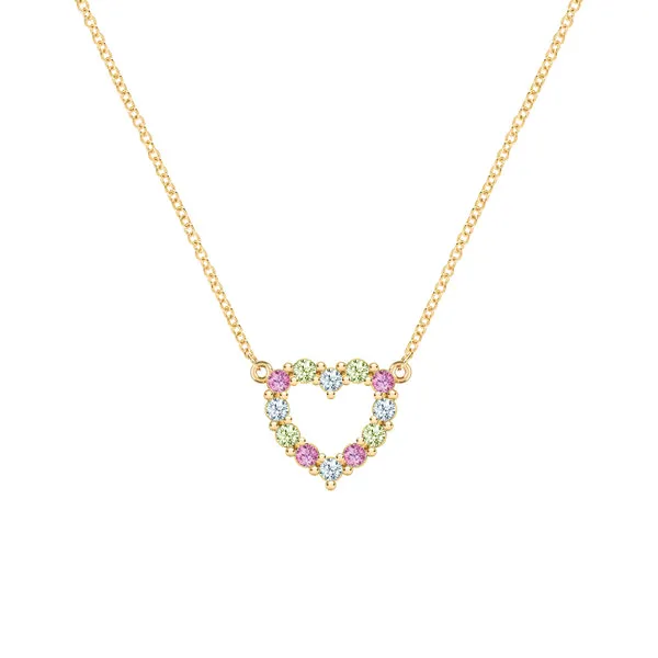Personalized Rosecliff Small Heart Birthstone Necklace in 14k Gold sold by Haverhill