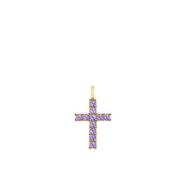 Rosecliff Cross Amethyst Pendant in 14k Gold (February) sold by Haverhill